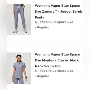 Figs Vapor Blue Space Dye Mock Neck Scrub Top & Jogger Pants